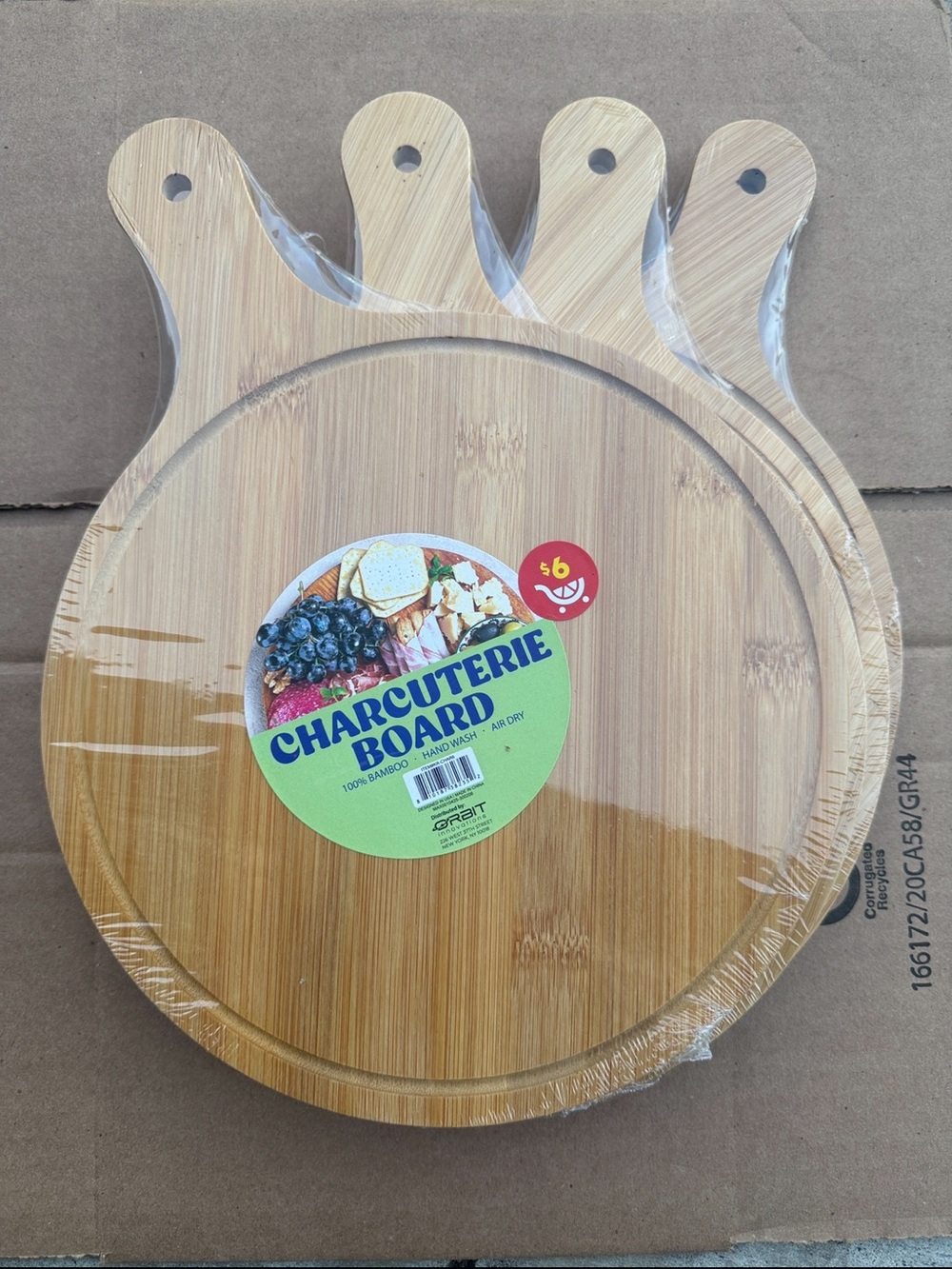 6 for $5!! Charcuterie Board Set - Bamboo Round Serving Boards with Handles